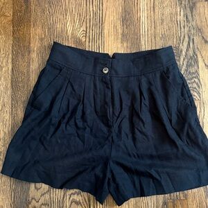 Jason Wu Black High-Waist Pleated Shorts